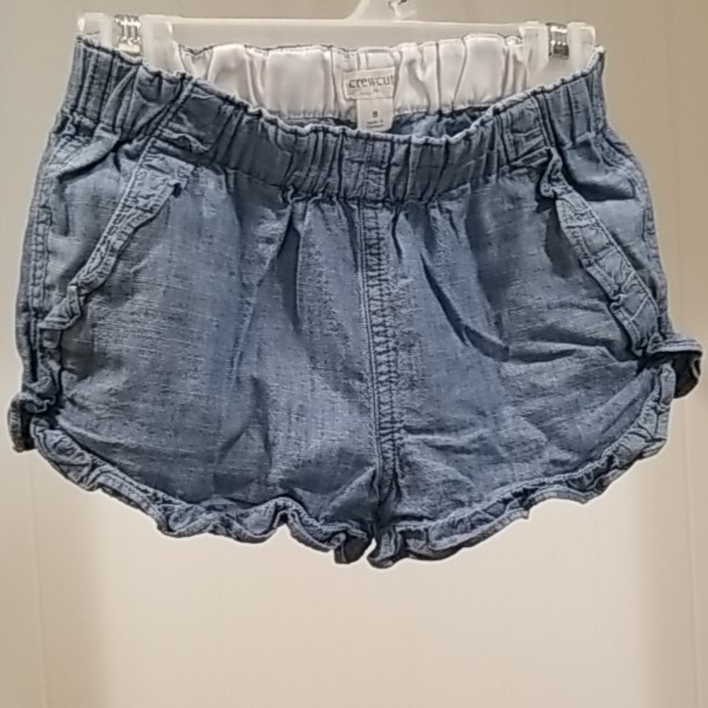 J Crew Girl's Chambray Ruffle Shorts